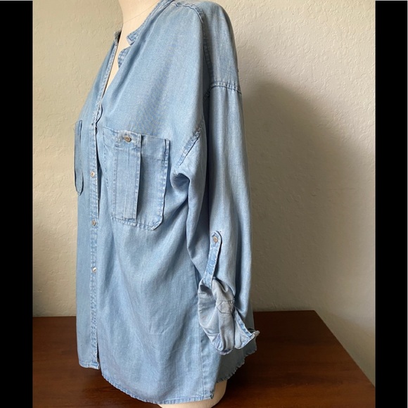 Zara Jean Oversized Shirt ButtonDown Patch Pocket - Picture 4 of 8